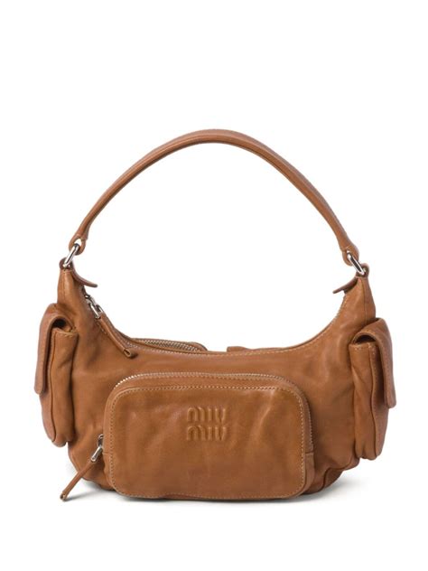 Miu Miu Pocket Leather Shoulder Bag .